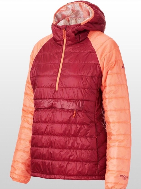 strafe Jackets & Blazers - Rafe Maroon and Peach Hooded Insulated Pullover Jacket